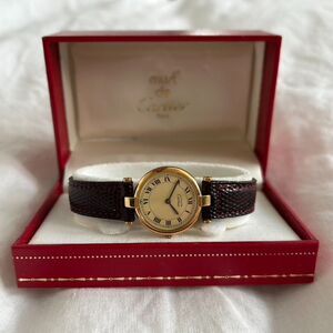 Cartier Vendome Quartz Argent Plaque Oro Watch with Box and Original Strap